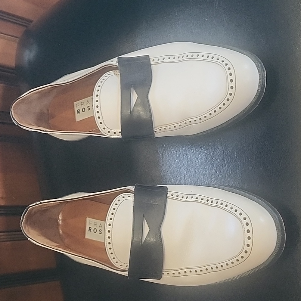 Fratelli Rossetti White Black Italian Leather Loafers Size 36 Or 5.5 US - Picture 2 of 11
